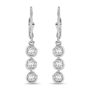 Moissanite 1.75 ctw Lever Back Earrings in rhodium Sterling Silver