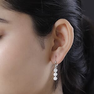 D'Joy Moissanite 1.75 ctw Lever Back Earrings in rhodium Sterling Silver