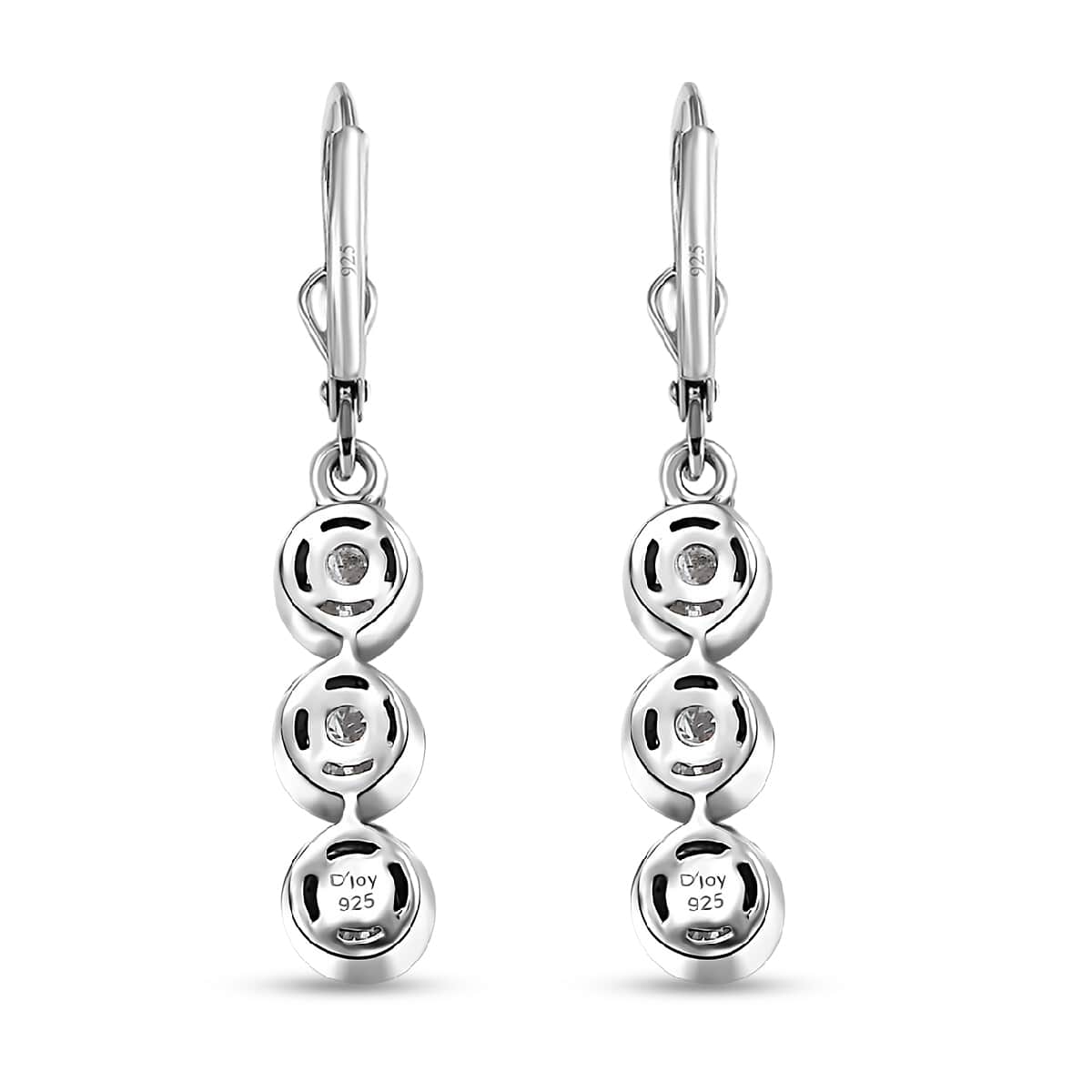 Moissanite 1.75 ctw Lever Back Earrings in rhodium Sterling Silver image number 4