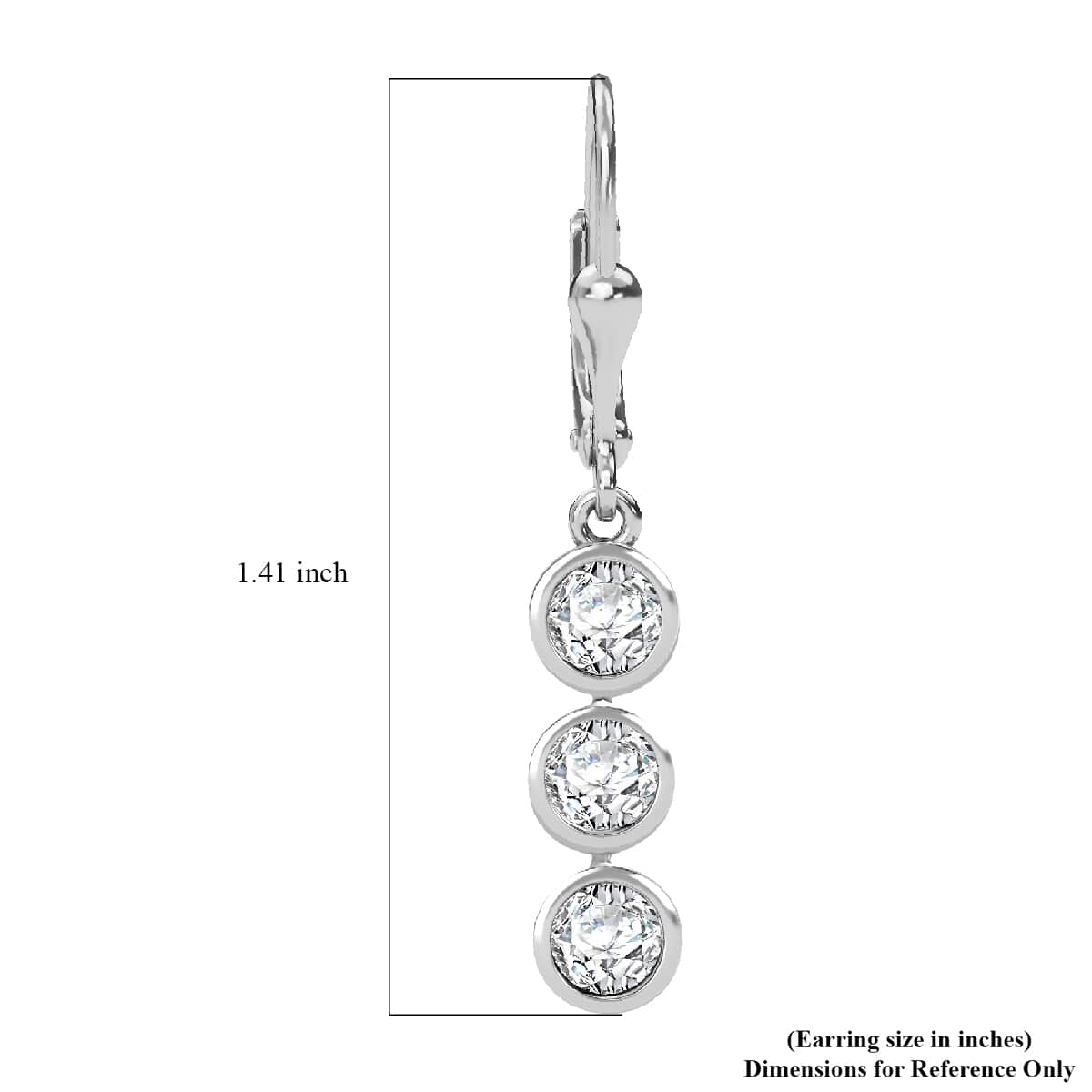 Moissanite 1.75 ctw Lever Back Earrings in rhodium Sterling Silver image number 5