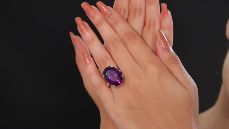 Doorbuster African Amethyst, White Zircon Ring in Rhodium Over Sterling Silver (Size 7.0) 25.00 ctw