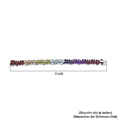 Multi Gemstone 32.20 ctw Blossom Spectrum Bracelet in Rhodium Over Sterling Silver (6.50 In)