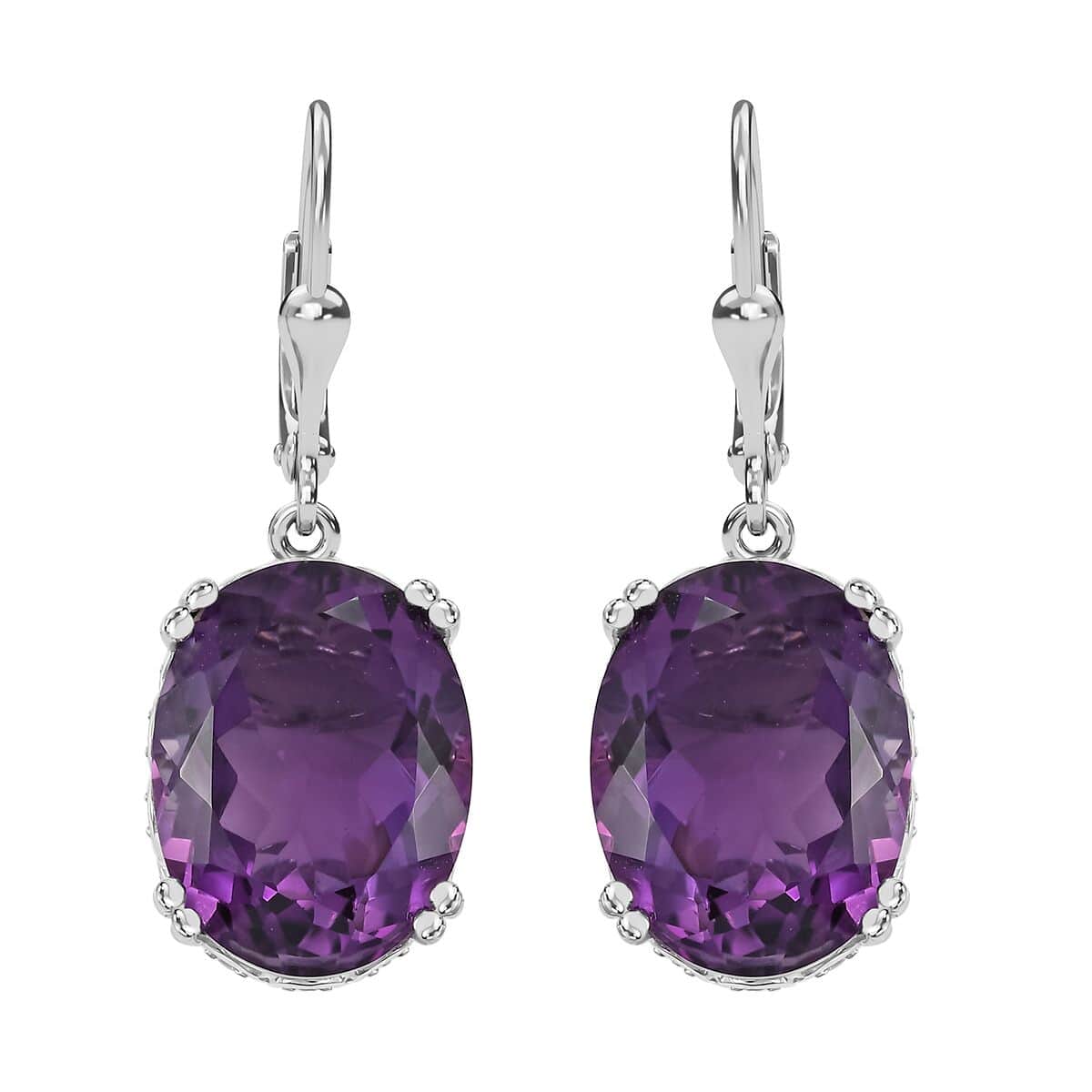 Doorbuster African Amethyst and White Zircon 26.00 ctw Earrings in Rhodium Over Sterling Silver image number 0