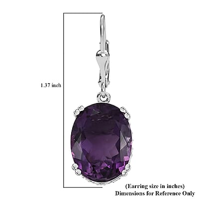 African Amethyst and White Zircon 26.00 ctw Majesty Earrings in Rhodium Over Sterling Silver