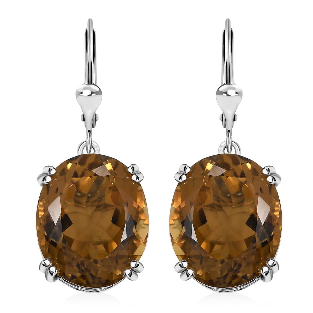 Doorbuster Brazilian Citrine and White Zircon 29.30 ctw Majesty Earrings in Rhodium Over Sterling Silver image number 0