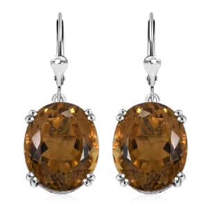 Doorbuster Brazilian Citrine and White Zircon 29.30 ctw Majesty Earrings in Rhodium Over Sterling Silver