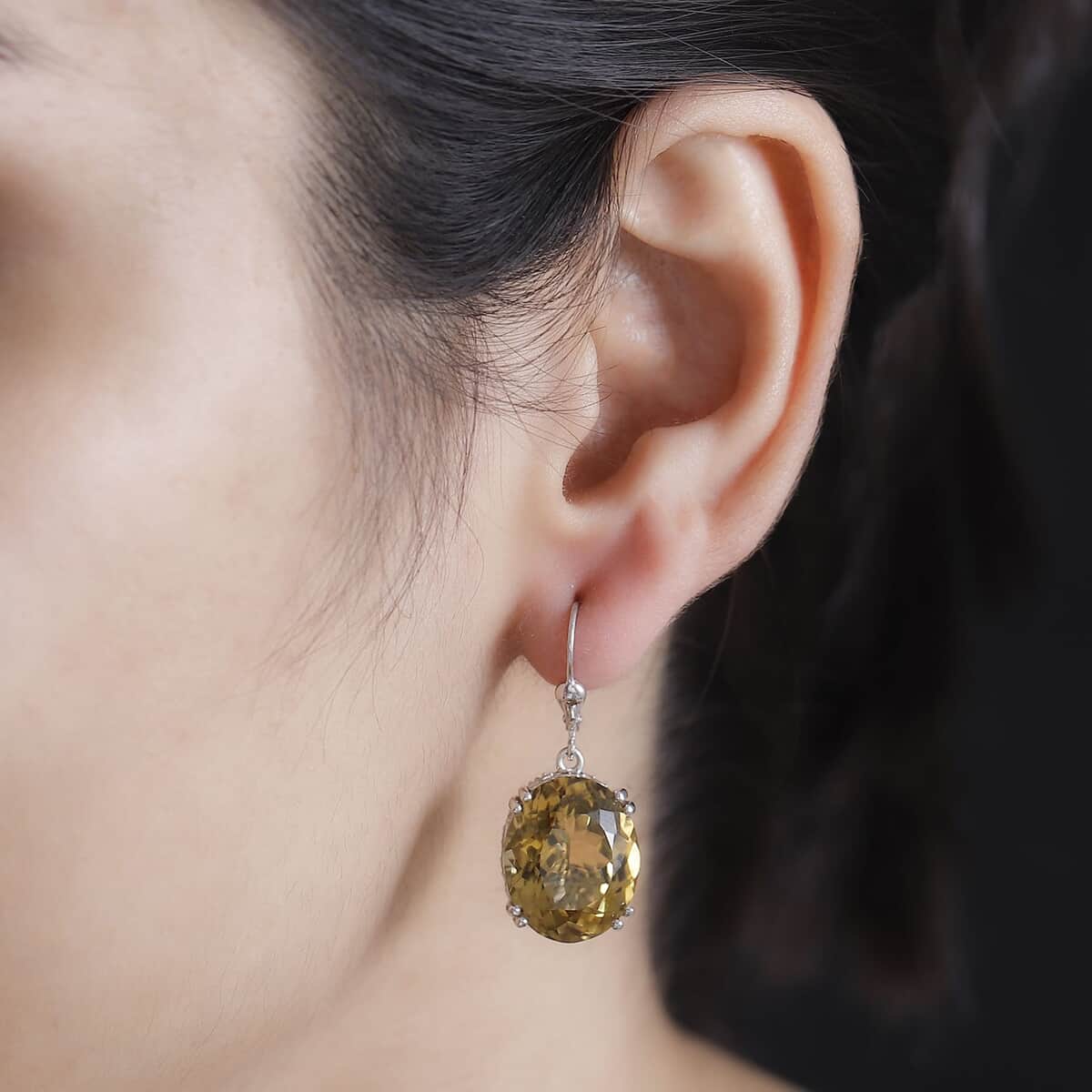 Doorbuster Brazilian Citrine and White Zircon 29.30 ctw Majesty Earrings in Rhodium Over Sterling Silver image number 2