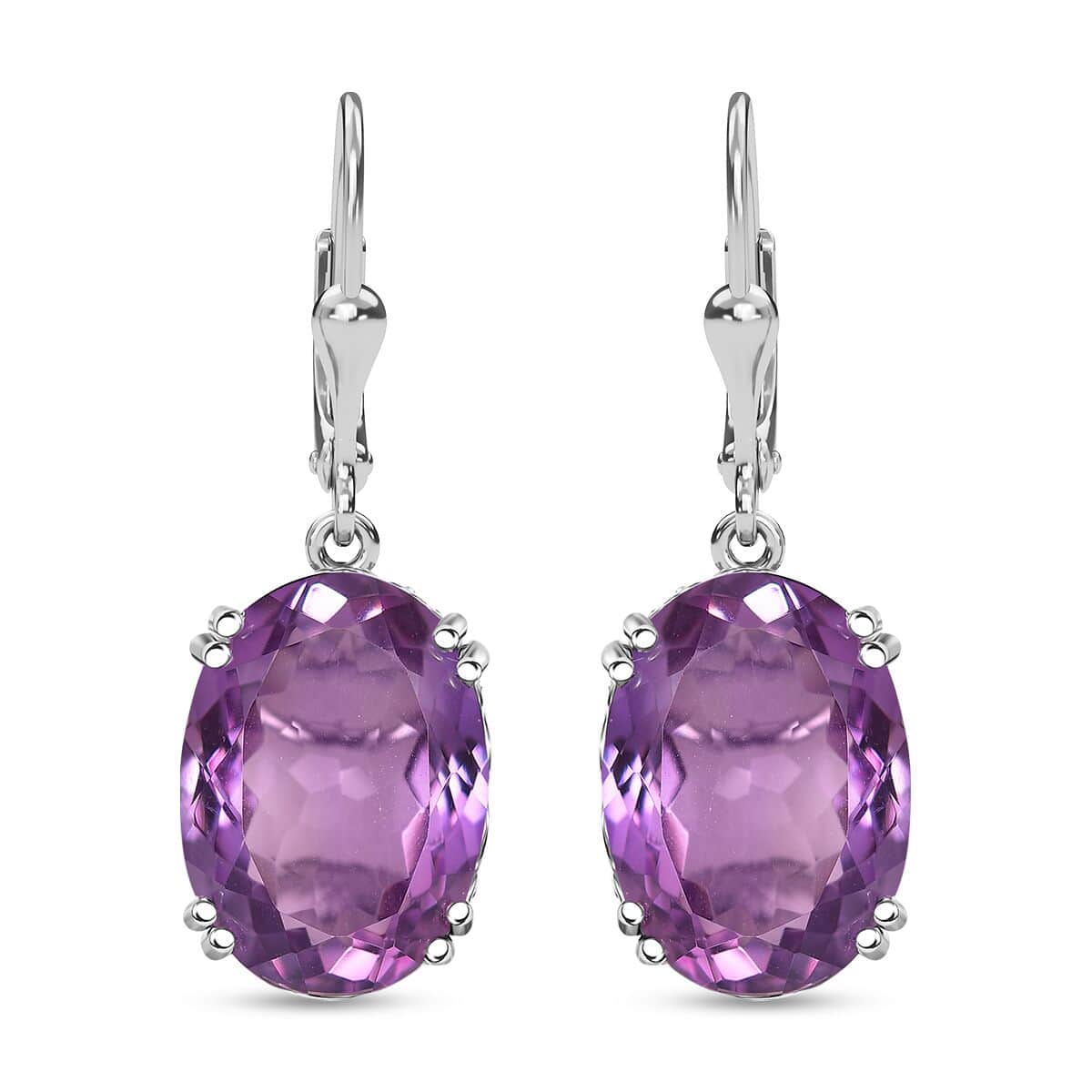 Rose De France Amethyst and White Zircon 25.80 ctw Majesty Earrings in Rhodium Over Sterling Silver image number 0