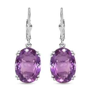 Rose De France Amethyst and White Zircon 25.80 ctw Majesty Earrings in Rhodium Over Sterling Silver