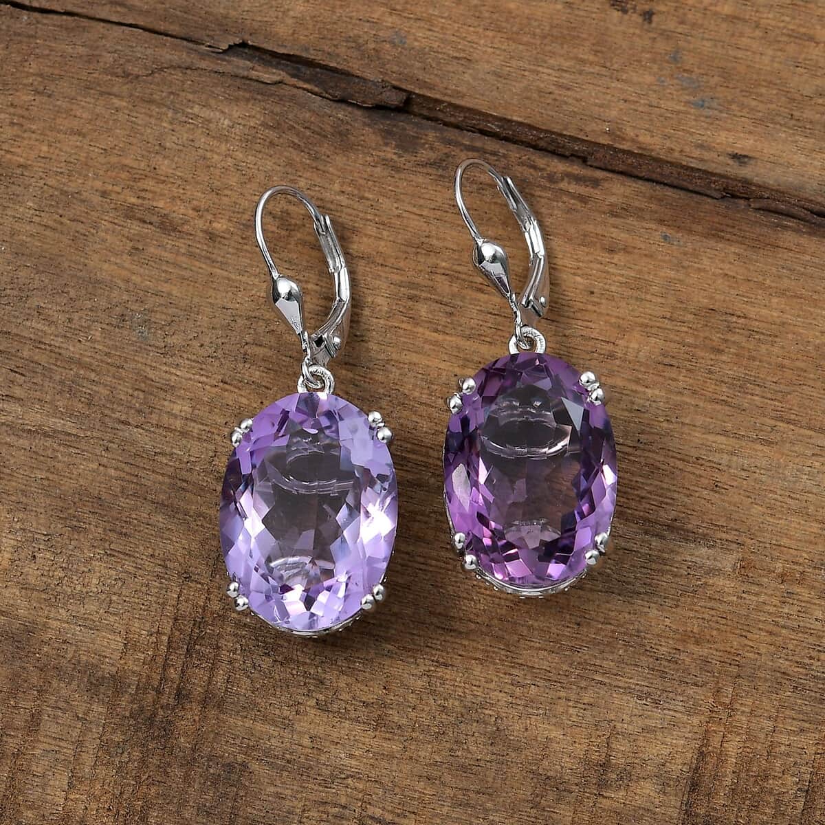 Rose De France Amethyst and White Zircon 25.80 ctw Majesty Earrings in Rhodium Over Sterling Silver image number 1