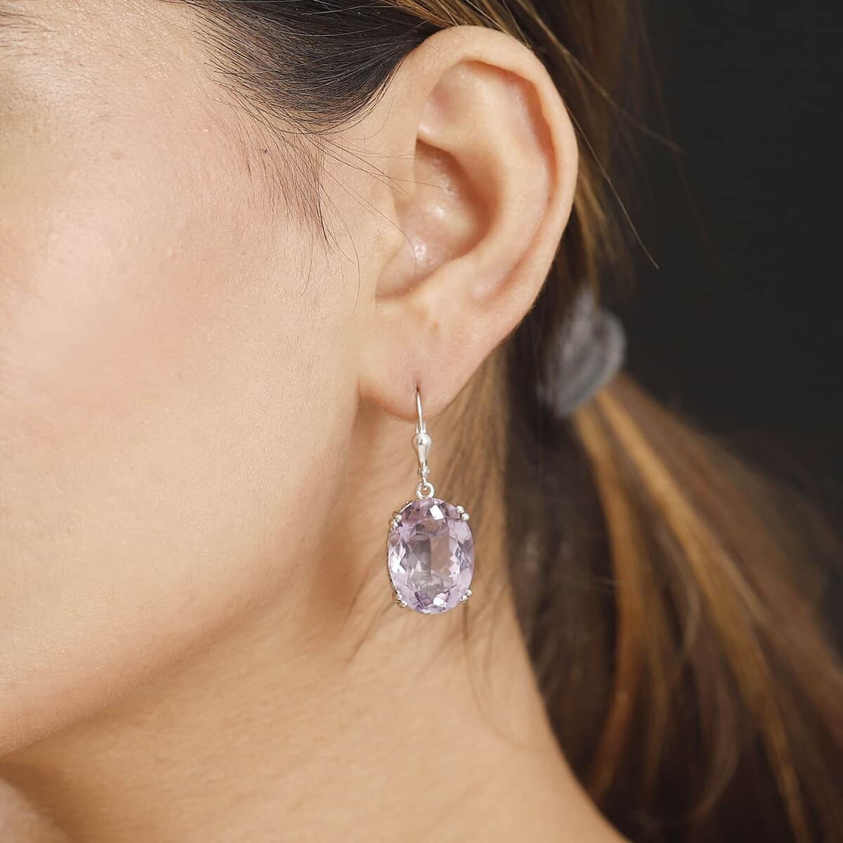 Rose De France Amethyst and White Zircon 25.80 ctw Majesty Earrings in Rhodium Over Sterling Silver image number 2