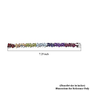 Multi Gemstone 34.90 ctw Blossom Spectrum Bracelet in Rhodium Over Sterling Silver (7.25 In)