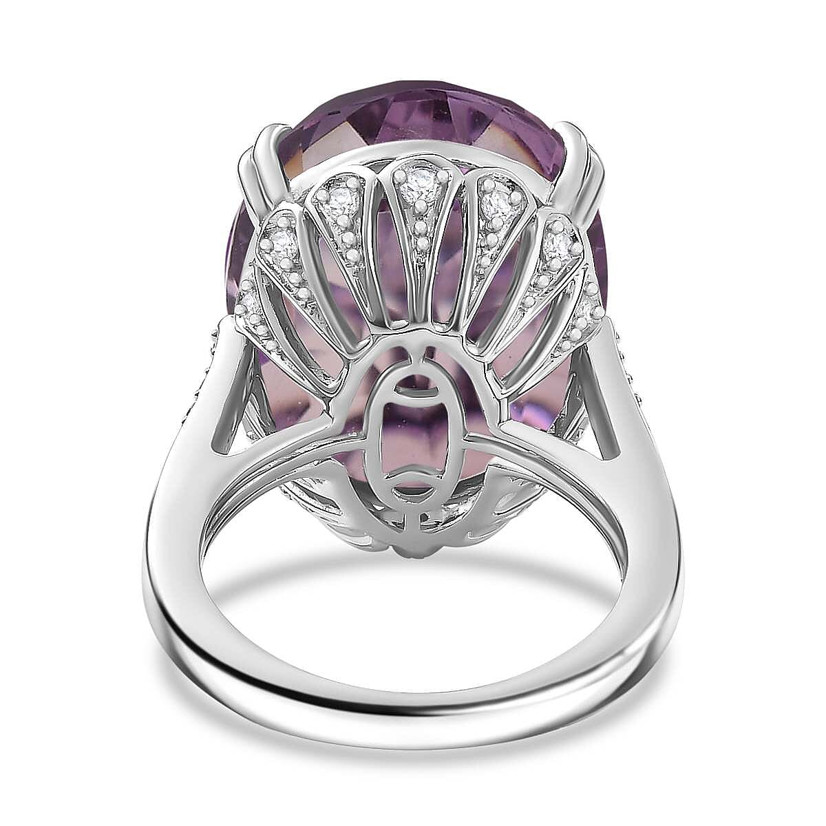 D'Joy Rose De France Amethyst and White Zircon 23.00 ctw Majesty Ring in Rhodium Over Sterling Silver (Size 6.0) image number 4