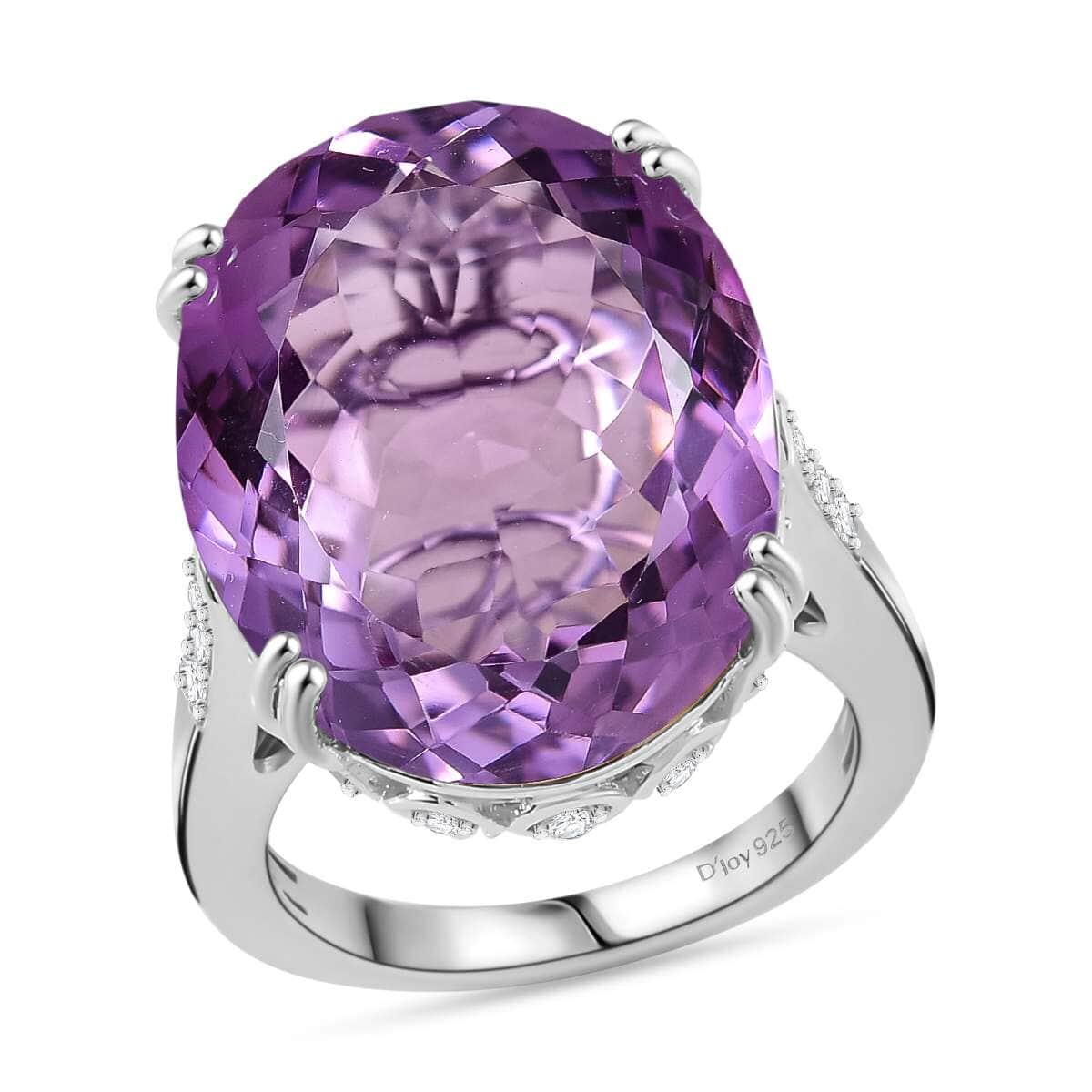 Rose De France Amethyst and White Zircon 23.00 ctw Majesty Ring in Rhodium Over Sterling Silver (Size 7.0) image number 0