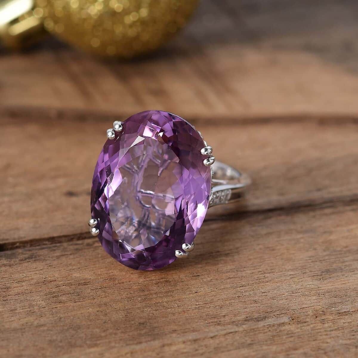 Rose De France Amethyst and White Zircon 23.00 ctw Majesty Ring in Rhodium Over Sterling Silver (Size 7.0) image number 1