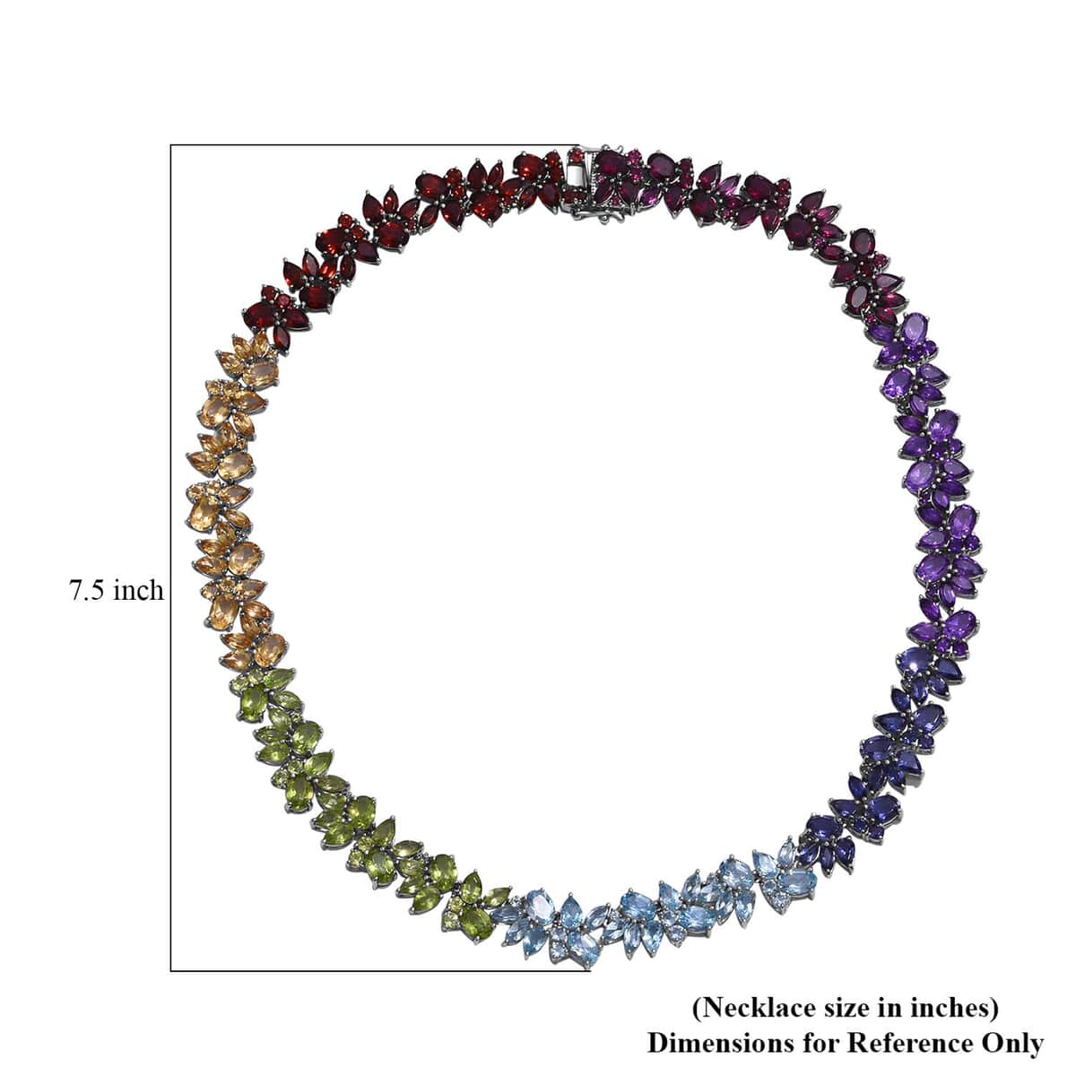 Multi Gemstone 87.35 ctw Blossom Spectrum Necklace 18 Inches in Rhodium Over Sterling Silver image number 4