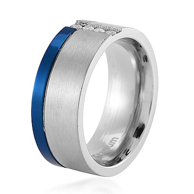 Simulated Diamond Ring in Natural Titanium (Size 10.0)