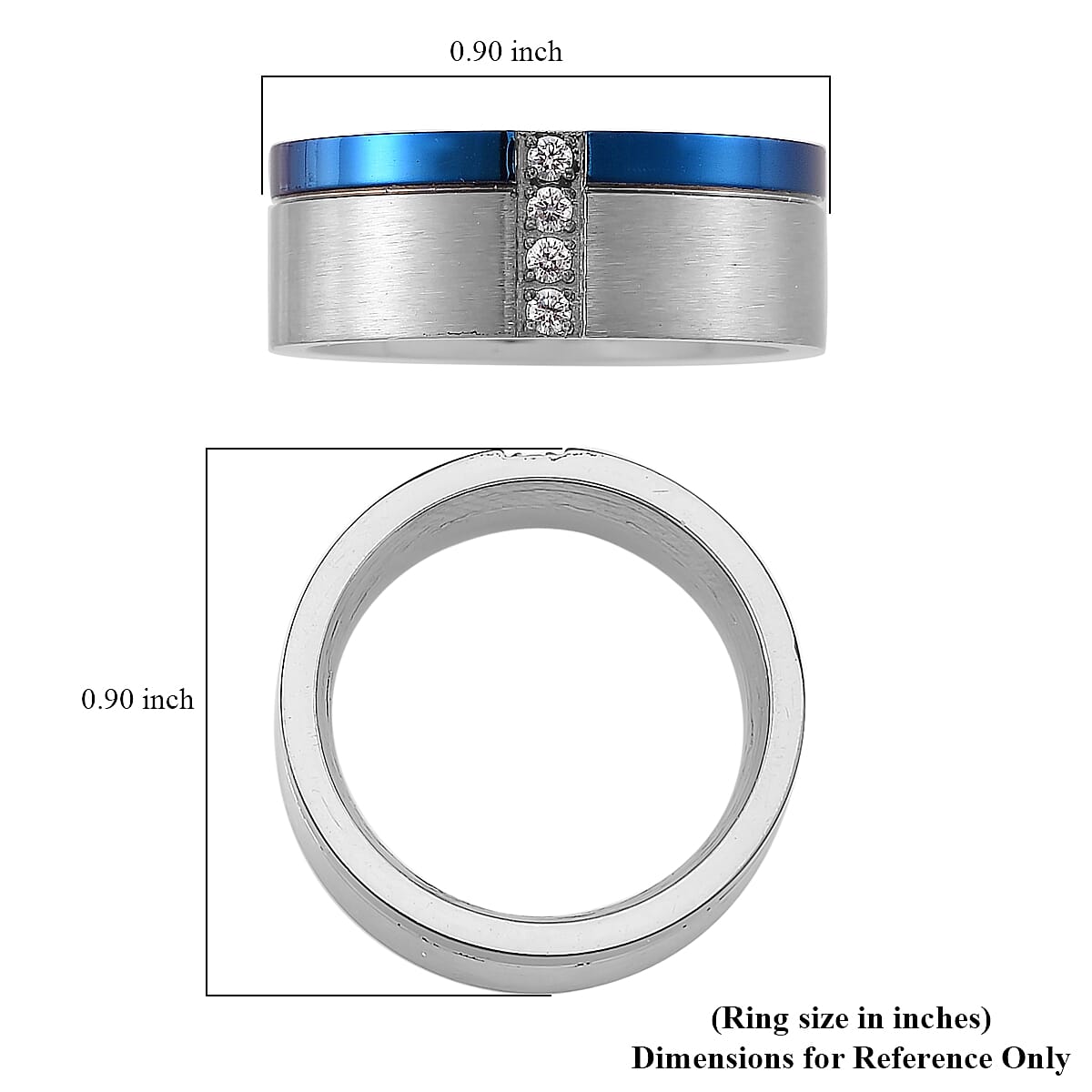 Simulated Diamond Ring in Natural Titanium (Size 10.0)