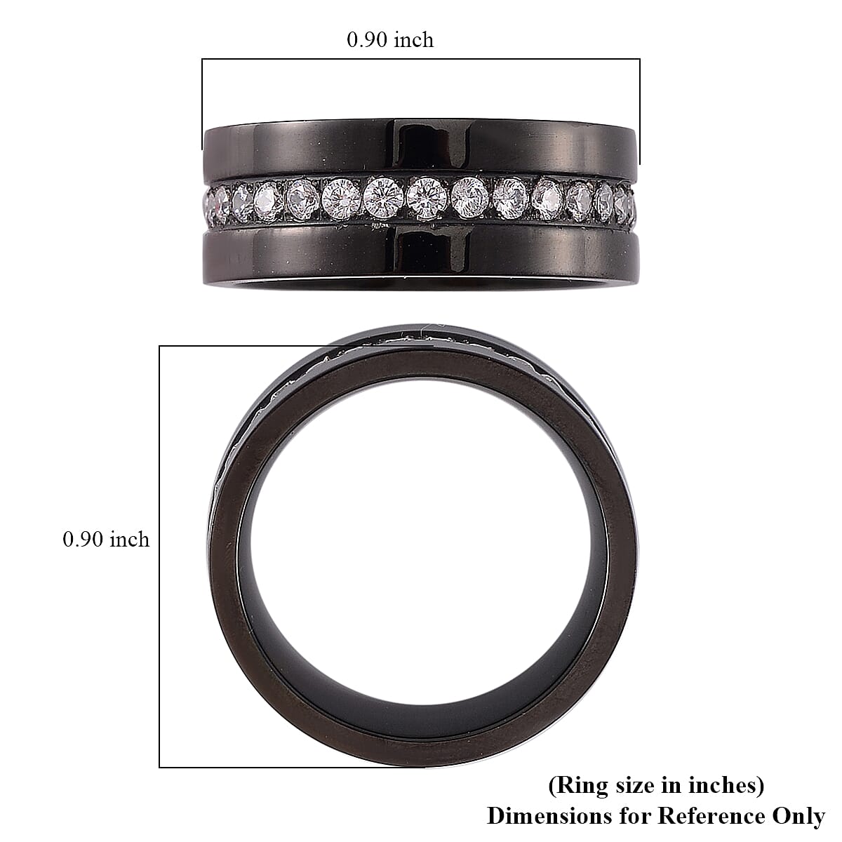 White Austrian Crystal Ring in Natural Titanium (Size 10.0)