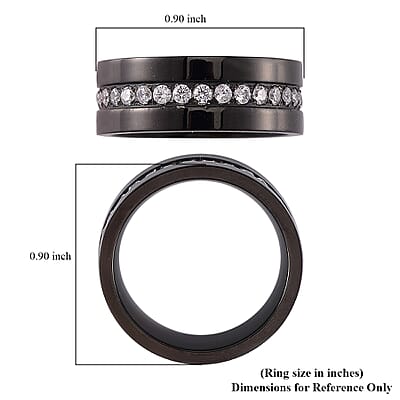 White Austrian Crystal Ring in Natural Titanium (Size 10.0)