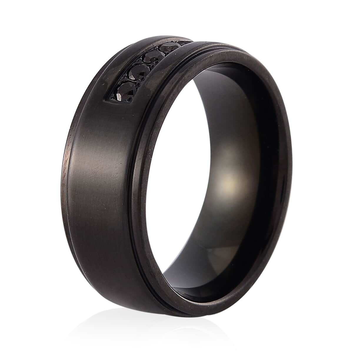 Simulated Black Diamond Ring in Natural Tungsten Carbide (Size 10.0) 0.20 ctw image number 2