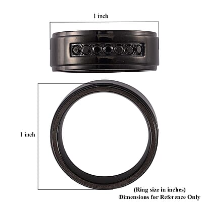 Simulated Black Diamond Ring in Natural Titanium (Size 10.0)