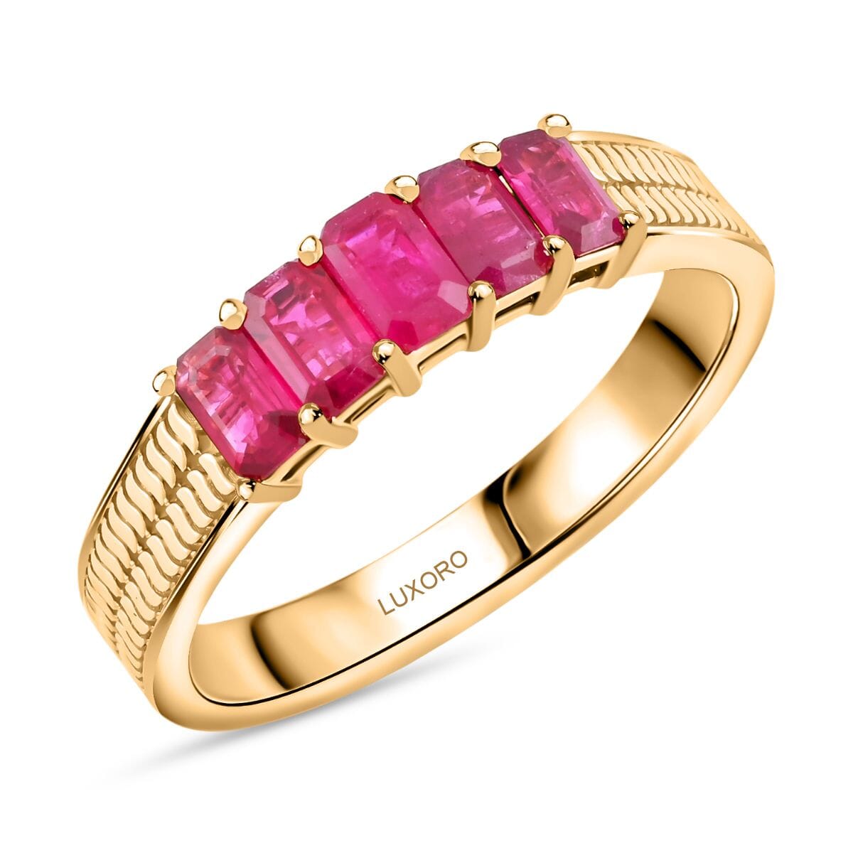 Certified & Appraised Luxoro AAA Mozambique Ruby 1.45 ctw Ring in 14K Yellow Gold (Size 12.0) 4.90 Grams image number 0