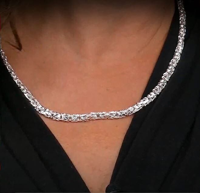 Byzantine Chain Necklace in Sterling Silver 22.80 Grams 20 Inches