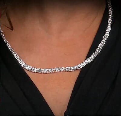 Byzantine Chain Necklace in Sterling Silver 22.80 Grams 20 Inches
