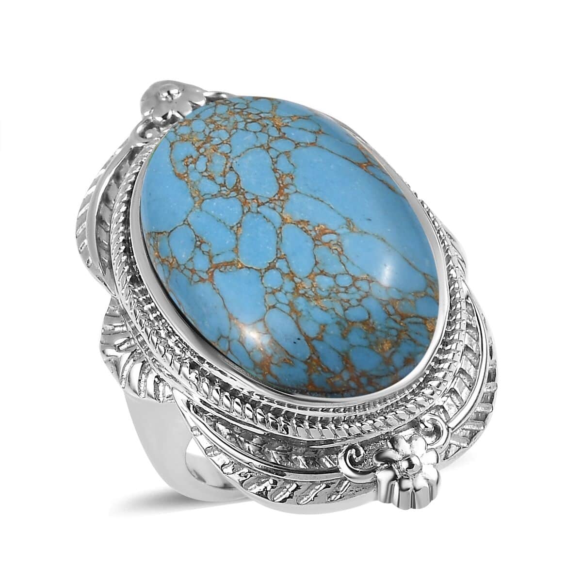 Mojave Blue Turquoise 20.50 ctw Ring in Stainless Steel (Size 10.0) image number 0