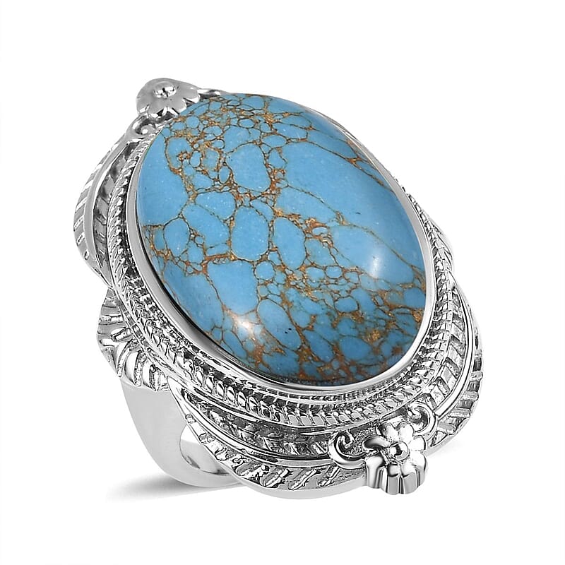 Mojave Blue Turquoise 20.50 ctw Ring in Stainless Steel (Size 10.0)