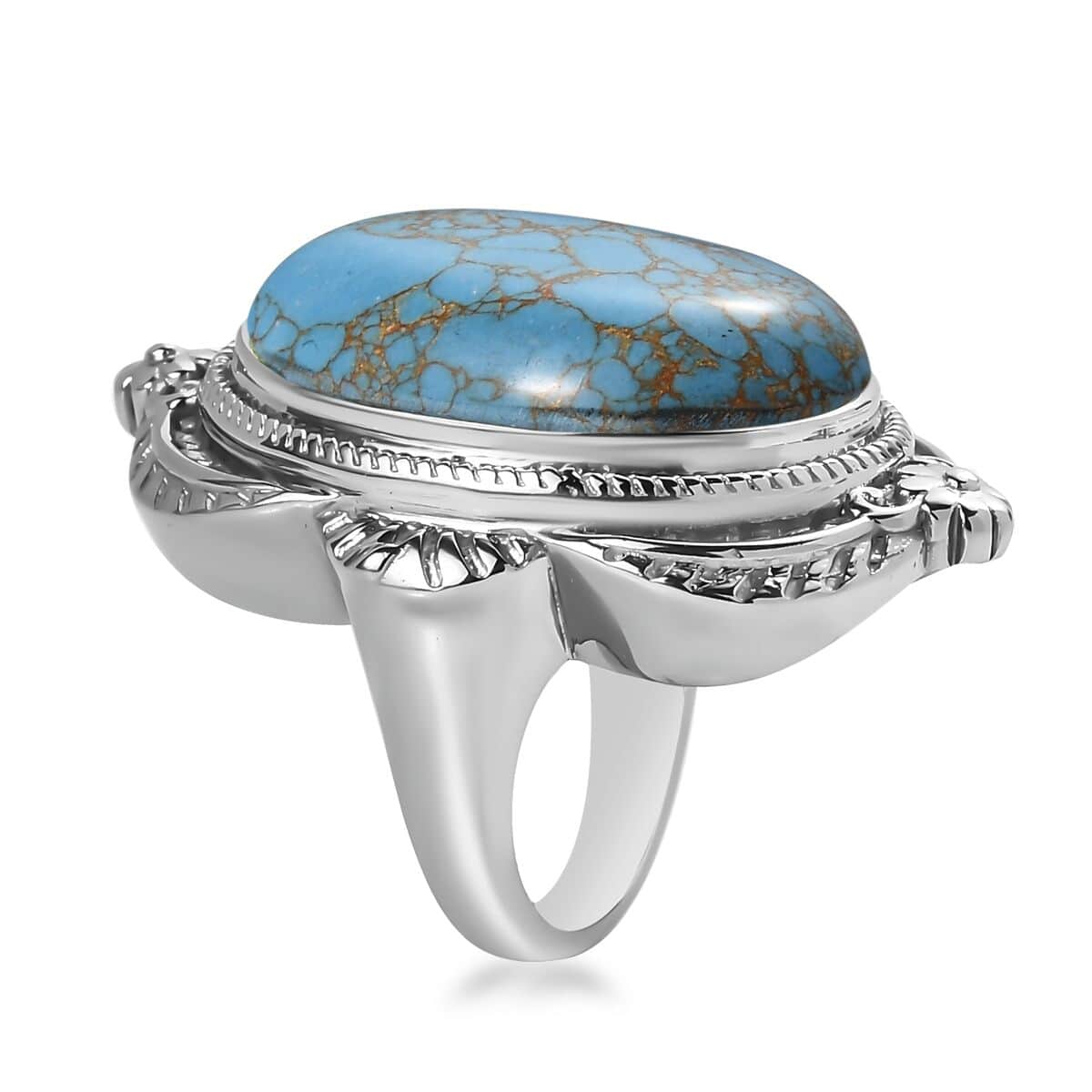 Mojave Blue Turquoise 20.50 ctw Ring in Stainless Steel (Size 10.0) image number 3