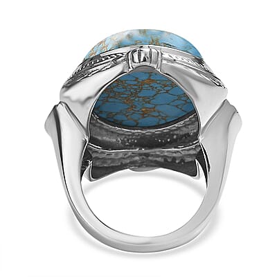 Mojave Blue Turquoise 20.50 ctw Ring in Stainless Steel (Size 10.0)