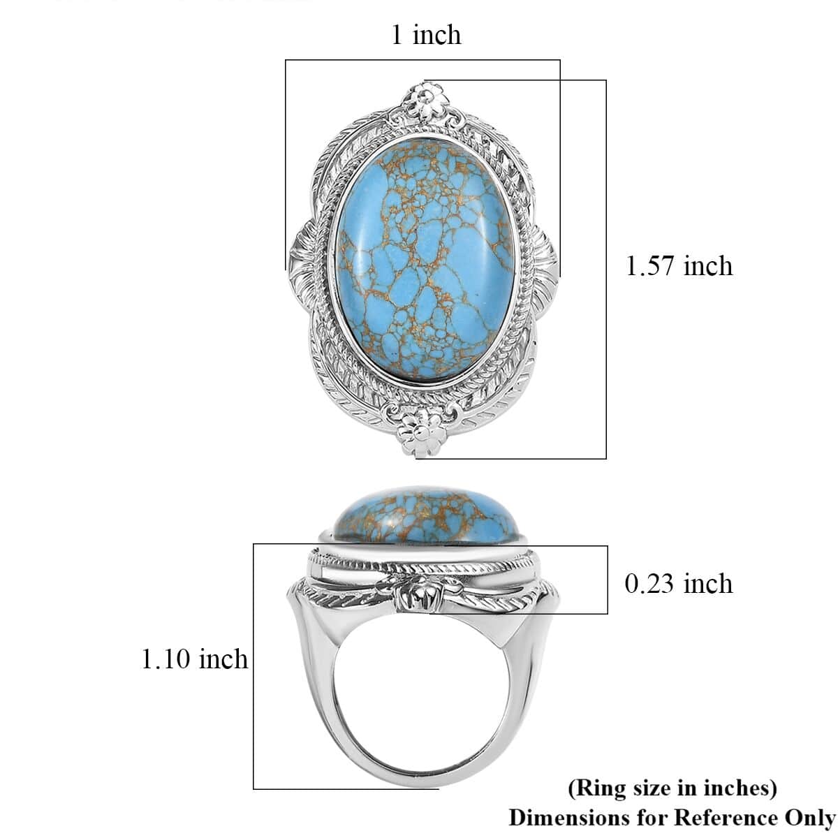 Mojave Blue Turquoise 20.50 ctw Ring in Stainless Steel (Size 10.0) image number 5