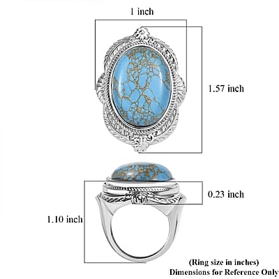 Mojave Blue Turquoise 20.50 ctw Ring in Stainless Steel (Size 10.0)