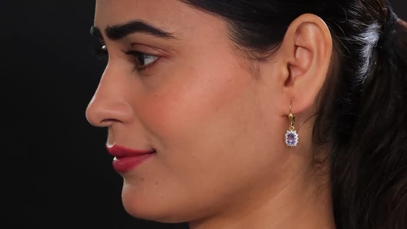 TLV Tanzanite, White Zircon Lever Back Earrings in 18K Vermeil YG Over Sterling Silver 1.50 ctw