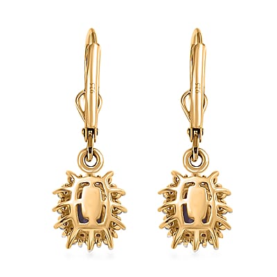 D'Joy Tanzanite and White Zircon 1.50 ctw Regal Bloom Earrings in 18K Vermeil Yellow Gold Over Sterling Silver