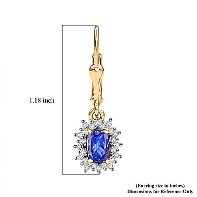 D'Joy Tanzanite and White Zircon 1.50 ctw Regal Bloom Earrings in 18K Vermeil Yellow Gold Over Sterling Silver