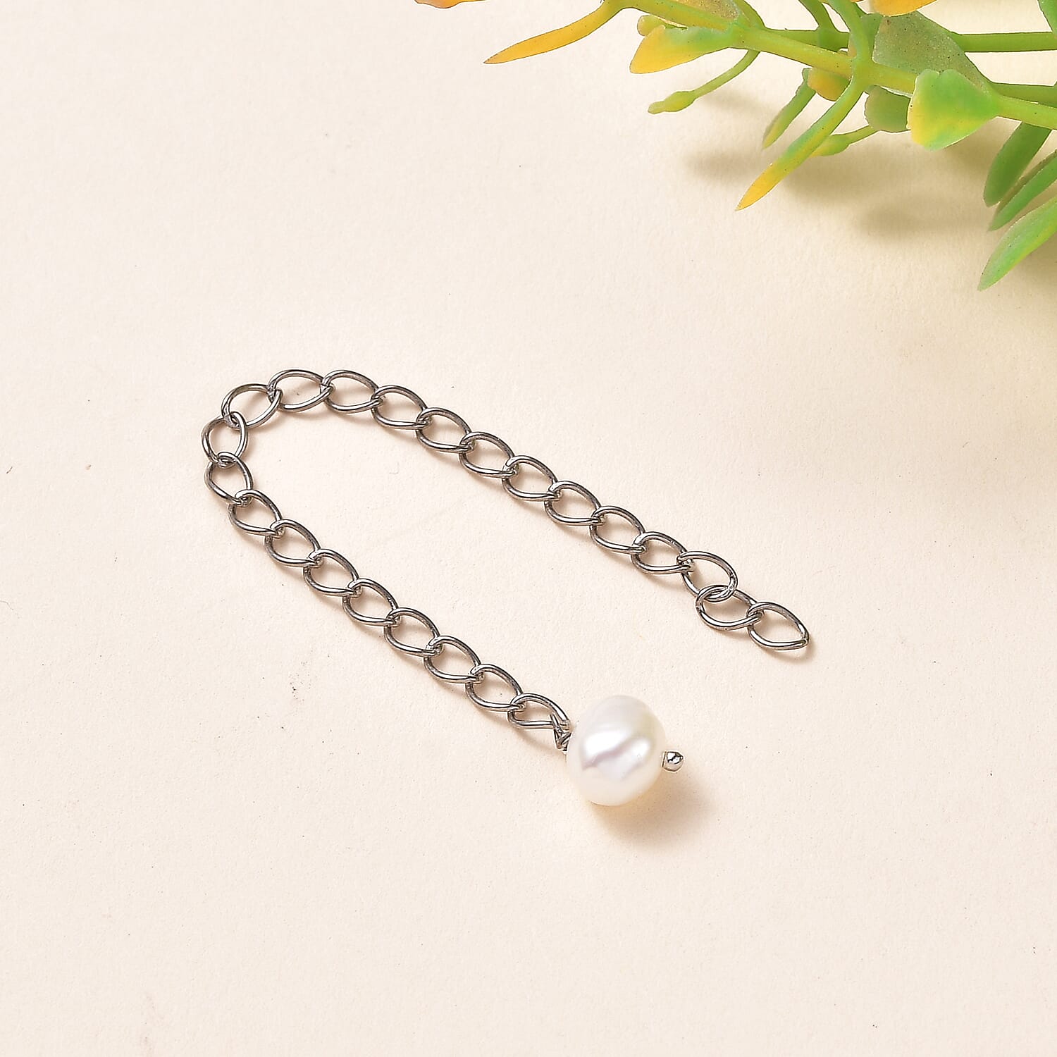 Freshwater Pearl Extender Chain in Platinum Over Sterling Silver