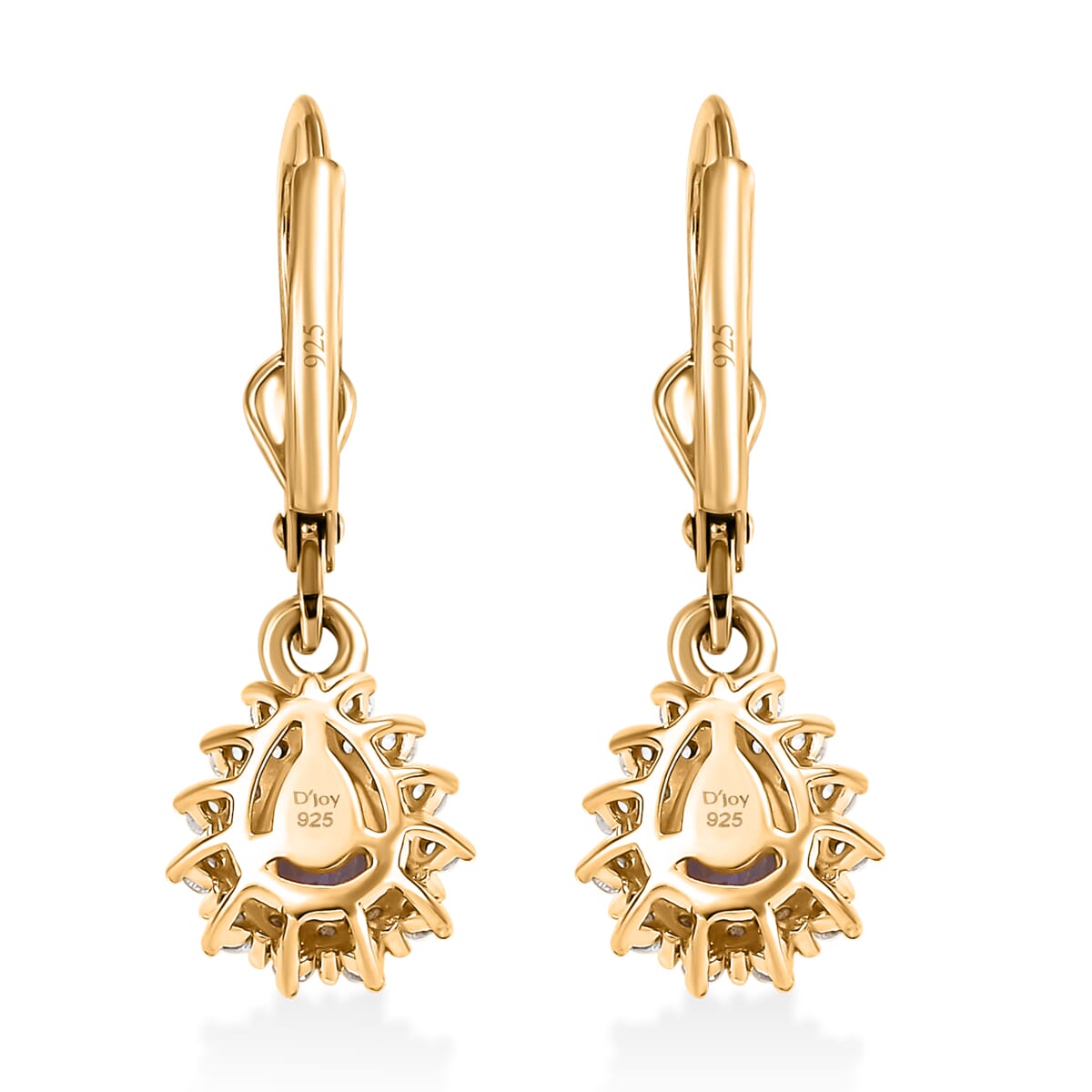 Tanzanite and White Zircon 1.20 ctw Regal Bloom Earrings in 18K Vermeil Yellow Gold Over Sterling Silver image number 3