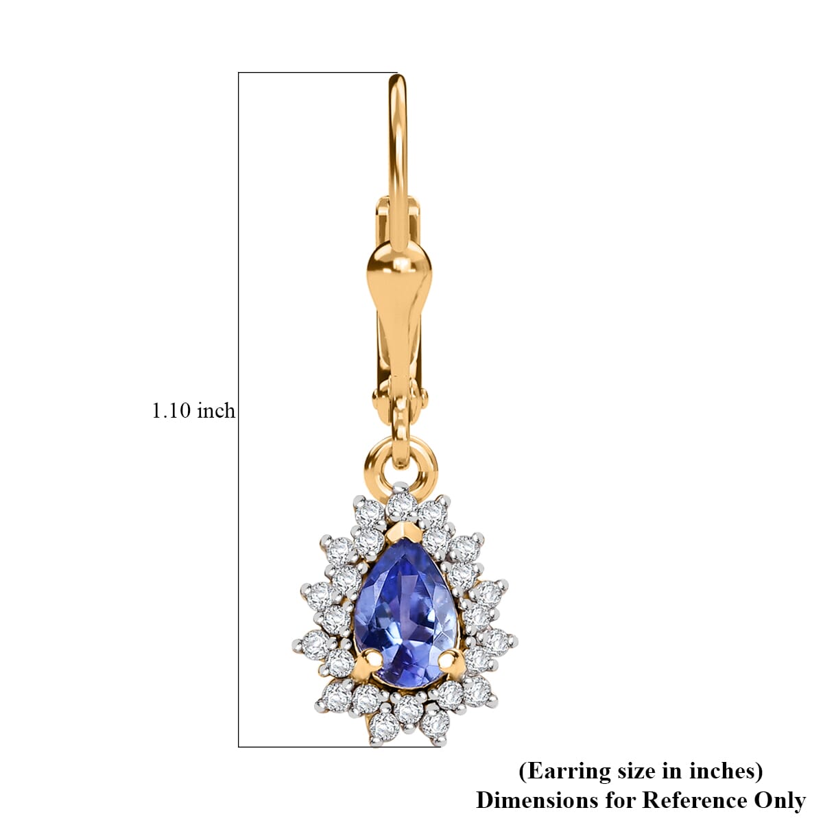 Tanzanite and White Zircon 1.20 ctw Regal Bloom Earrings in 18K Vermeil Yellow Gold Over Sterling Silver image number 4