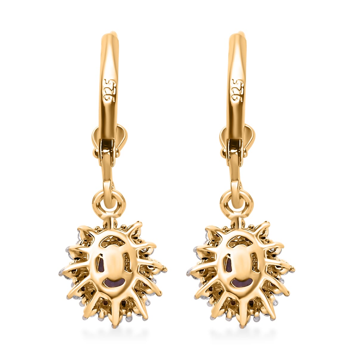 Tanzanite and White Zircon 1.40 ctw Regal Bloom Earrings in 18K Vermeil Yellow Gold Over Sterling Silver image number 4