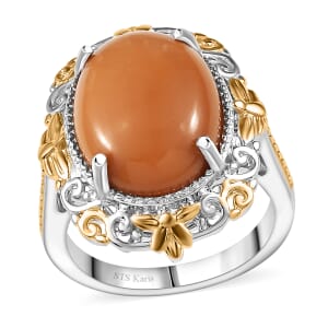 Karis Oregon Chocolate Caramel Opal 6.00 ctw Ring in 18K YG Plated and Platinum Bond (Size 10.0)