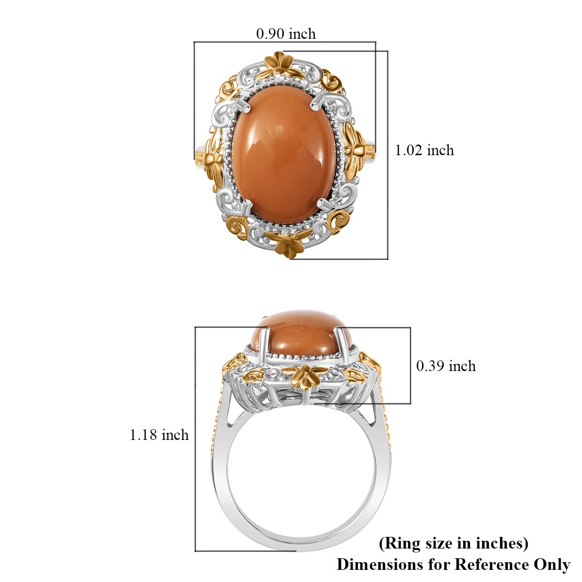 Karis Oregon Chocolate Caramel Opal 6.00 ctw Ring in 18K YG Plated and Platinum Bond (Size 10.0) image number 5