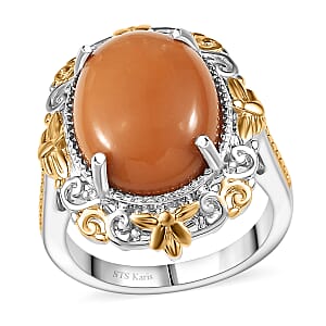 Karis Oregon Chocolate Caramel Opal 6.00 ctw Ring in 18K YG Plated and Platinum Bond (Size 11.0)