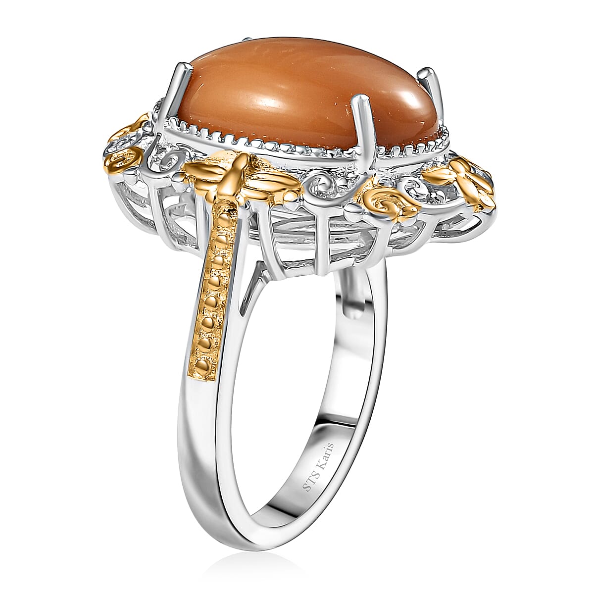 Karis Oregon Chocolate Caramel Opal 6.00 ctw Ring in 18K YG Plated and Platinum Bond (Size 11.0) image number 3