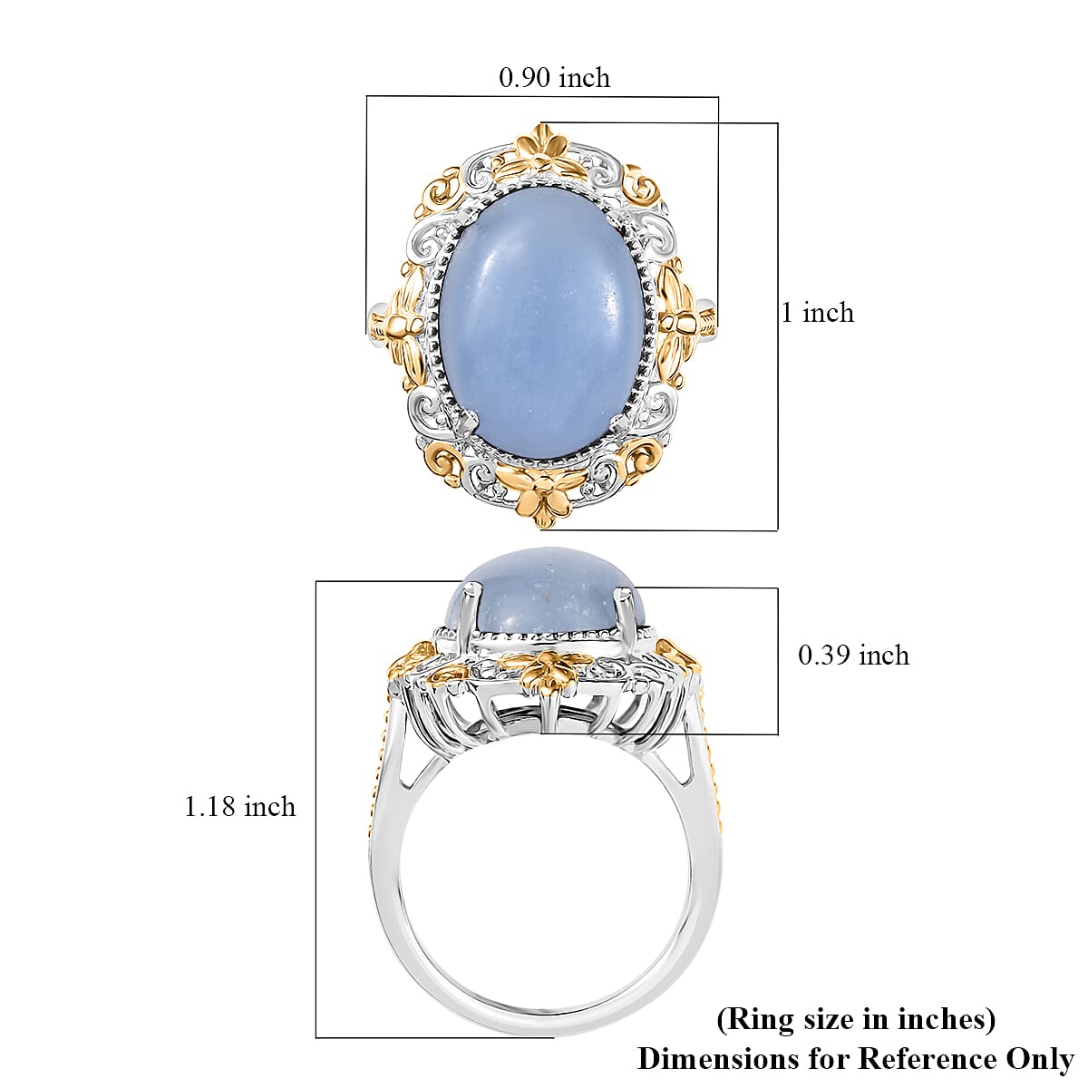 Karis Mexican Angelite 8.10 ctw Ring in 18K YG Plated and Platinum Bond (Size 10.0) image number 5