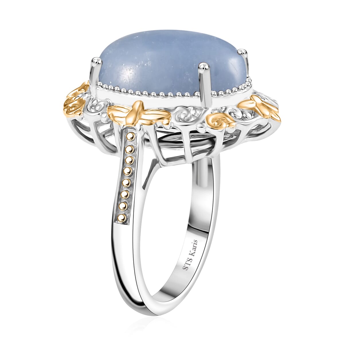Karis Mexican Angelite 8.10 ctw Ring in 18K YG Plated and Platinum Bond (Size 9.0) image number 3