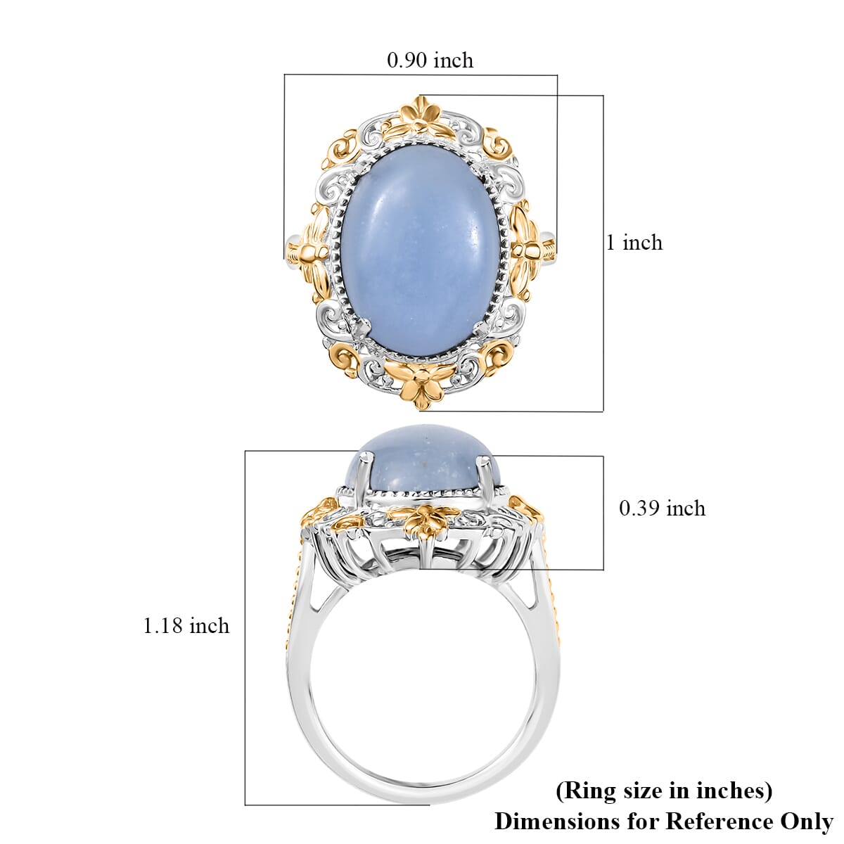 Karis Mexican Angelite 8.10 ctw Ring in 18K YG Plated and Platinum Bond (Size 9.0) image number 5