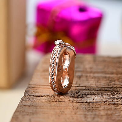 D'Joy Simulated Diamond 0.10 ctw Charm in 18K Rose Gold Over Sterling Silver